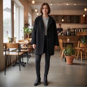 Little Remix Designer Black Coat 100% Virgin Wool